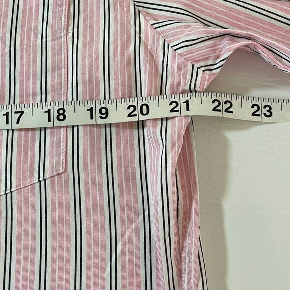 Tommy  Hilfiger Pink Striped Button Up Shirt Large Long Sleeve 80s 2 Ply Fabric - Picture 6 of 12
